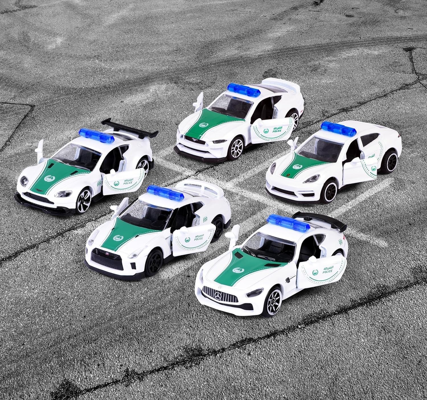 Majorette Dubai Police Die - Cast Car Gift Pack – 5 - Piece Supercar Set | Special Edition V1 | 1:64 Scale - Colorland Toys