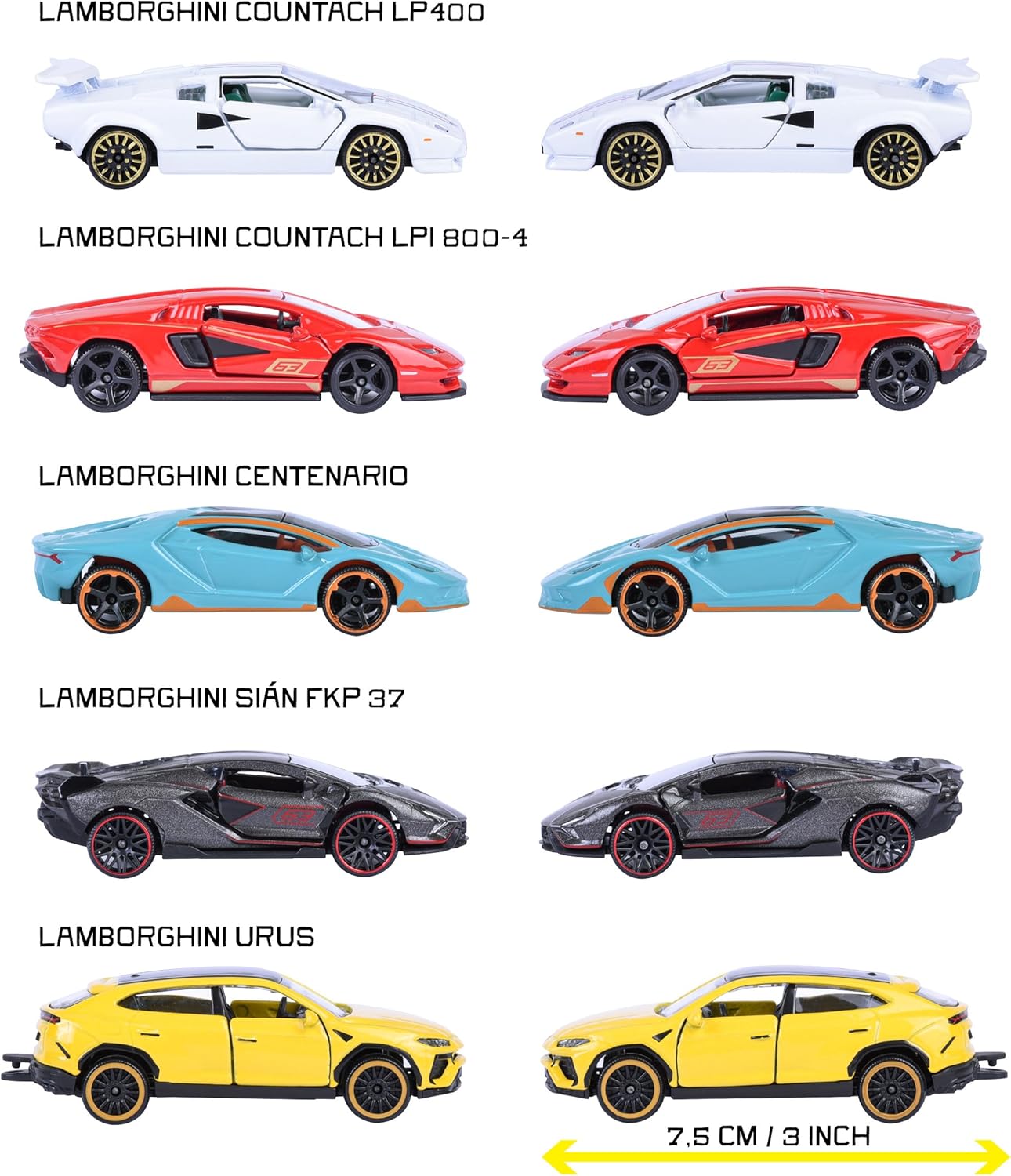 Majorette Lamborghini Car Set (5 Cars) - Metal Collectible Toy Cars - Colorland Toys