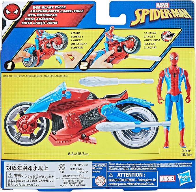 Marvel Spider - Man Web Blast Cycle And Action Figure 4inch - Colorland Toys