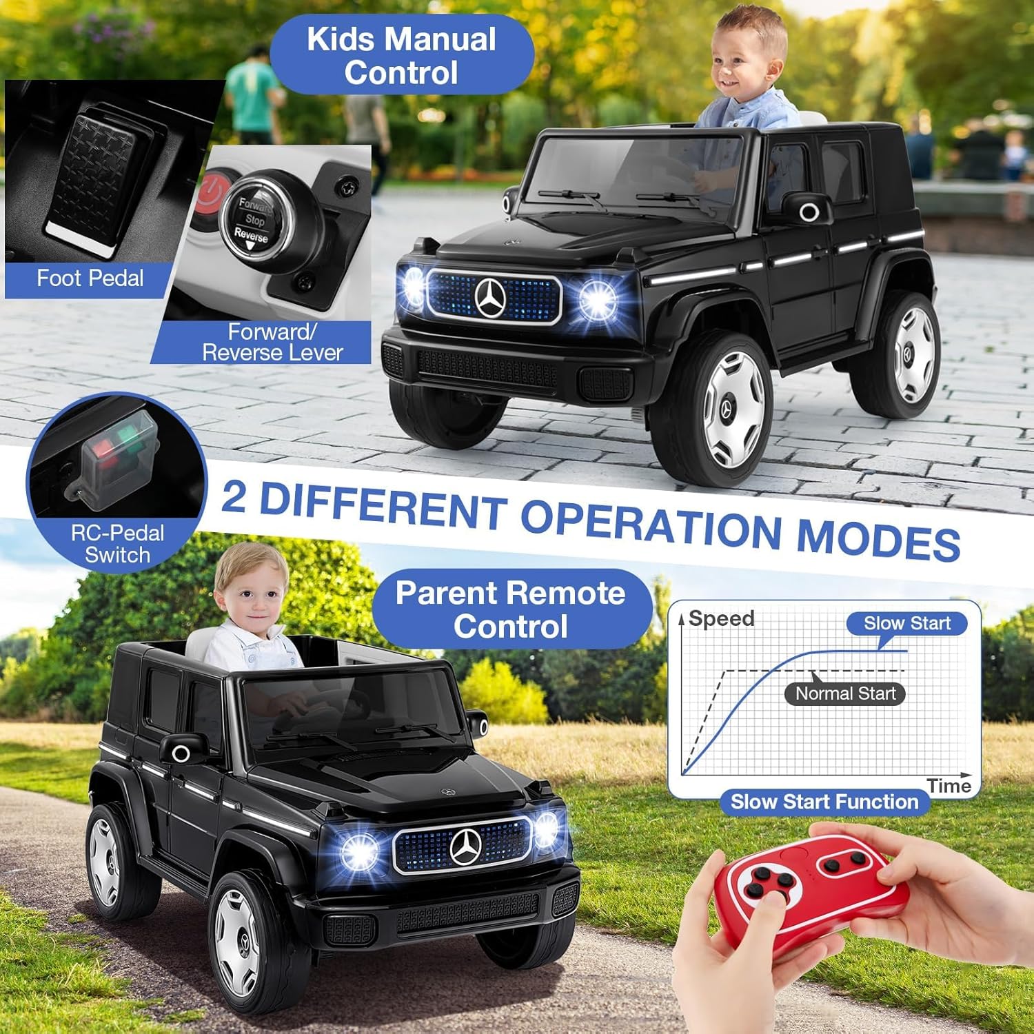 Mercedes Benz G-63 AMG 12V Ride-On EVA- Leather 2M Black JJ2088 - Colorland Toys