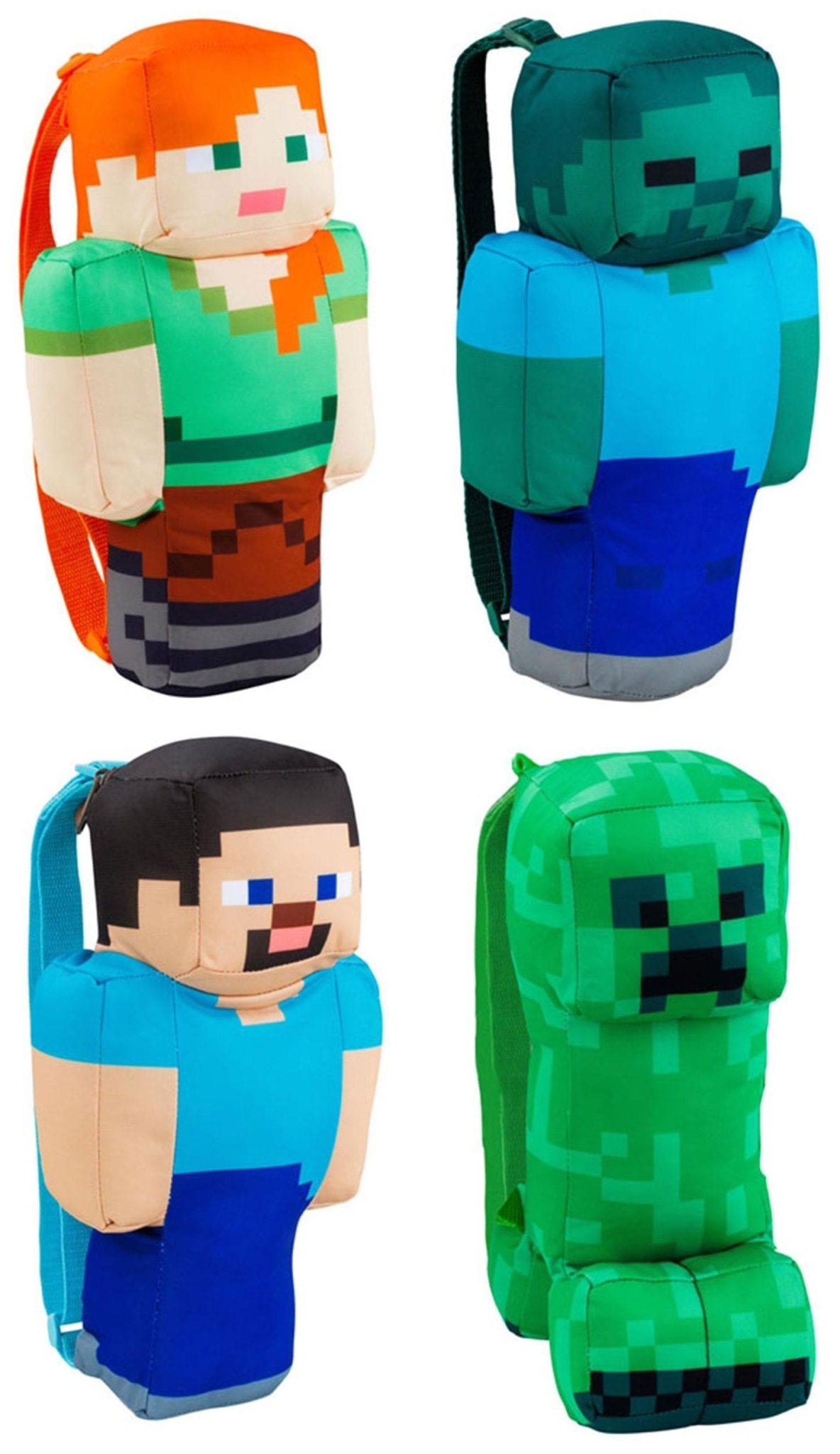 Minecraft Plush Character Backpack 30cm – Assorted Designs (Steve, Alex, Zombie, Creeper) – Soft Travel Bag for Kids Ages 3+ - Colorland Toys