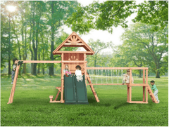Mount Peak - Double Decker Everest Swing Set & Playhouse with wooden roof MP76143 - Colorland Toys