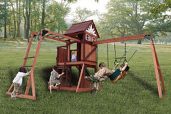 Mount Peak - Vinson Massif Swing Set & Playhouse with wooden roof MP76140 - Colorland Toys