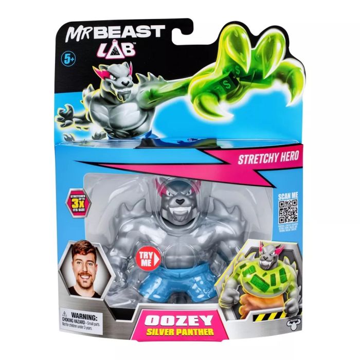 MrBeast Lab Stretchy Hero Silver Panther 24771 - Colorland Toys