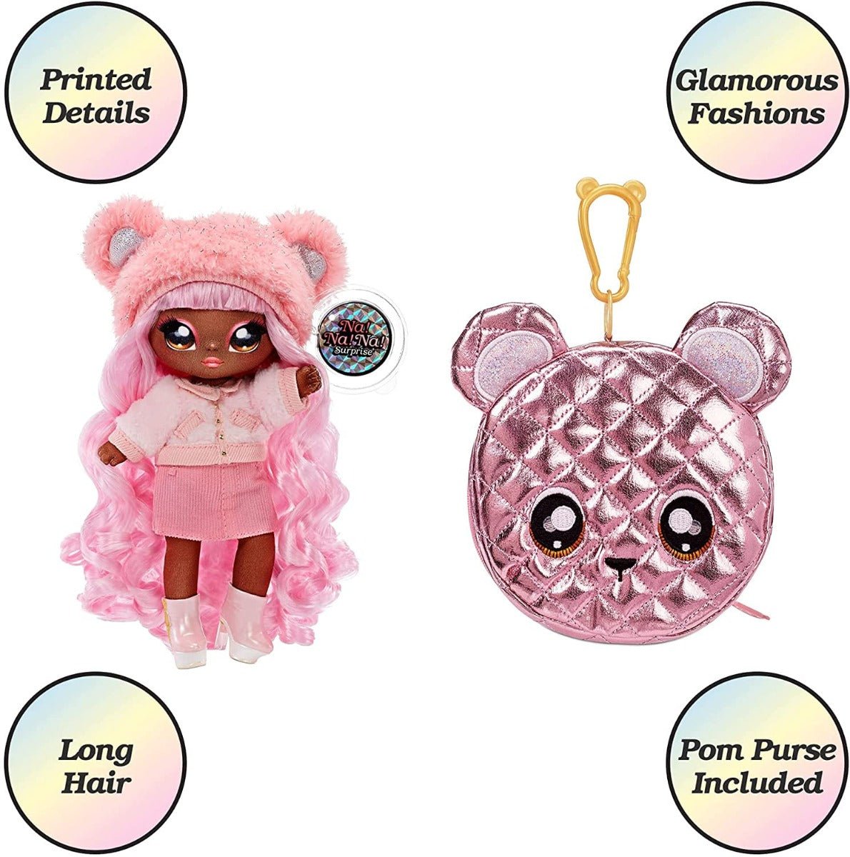 Na! Na! Na! Surprise 2 - in - 1 Pom Glam Cali Grizzly with Metallic Purse MGA - 575139 - Colorland Toys