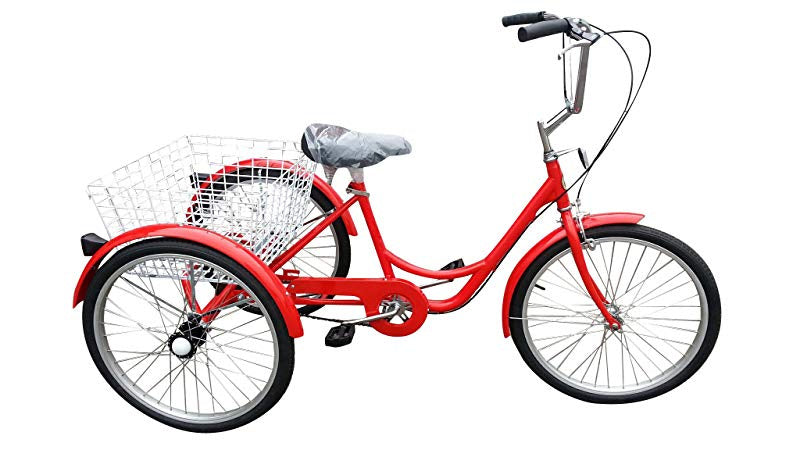 Bicycle 24 Inch Three Wheel with Basket Red - Colorland Toys