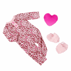 Our Generation Doll With Leopard Pajama & Heart Pillow, Gracia BD31739Z - Colorland Toys