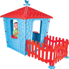 Pilsan Stone House and Fence Blue/Red 06443 - Colorland Toys