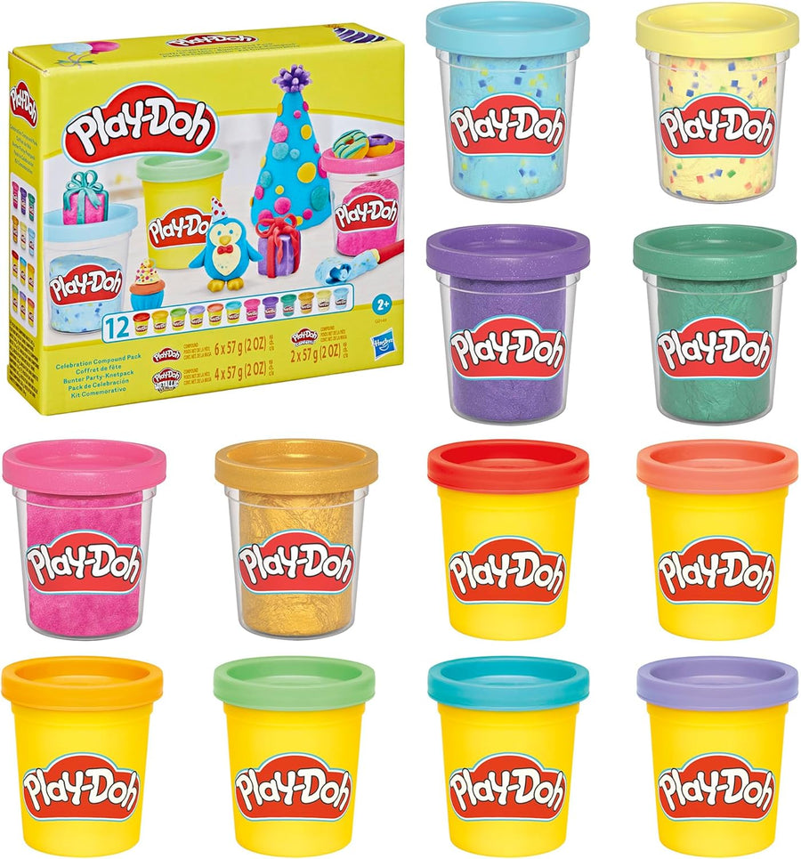 Play-Doh 12 Pack Celebration Compound with Confetti & Metallic Shine