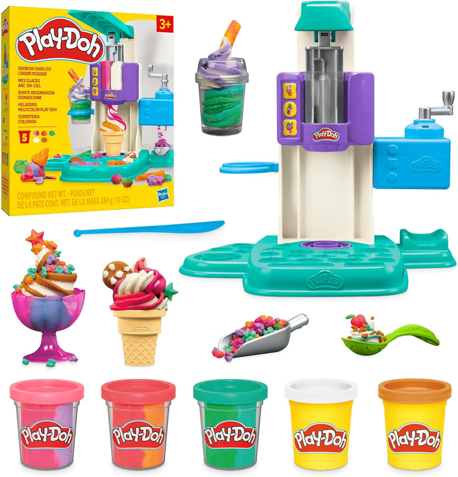 Play-Doh Rainbow Swirl Ice Cream Playset with 7 Accessories
