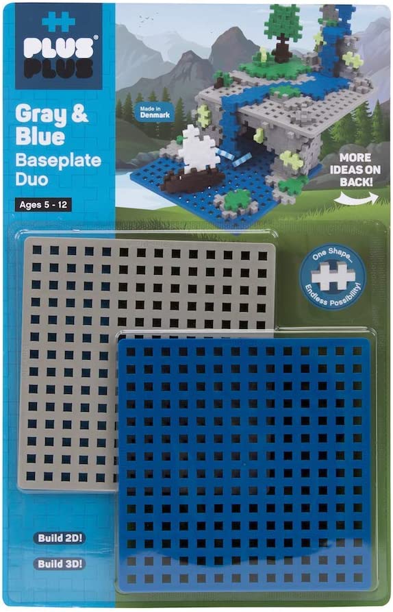 Plus - Plus Baseplate 2pcs Blue/Gray PP3840 - Colorland Toys