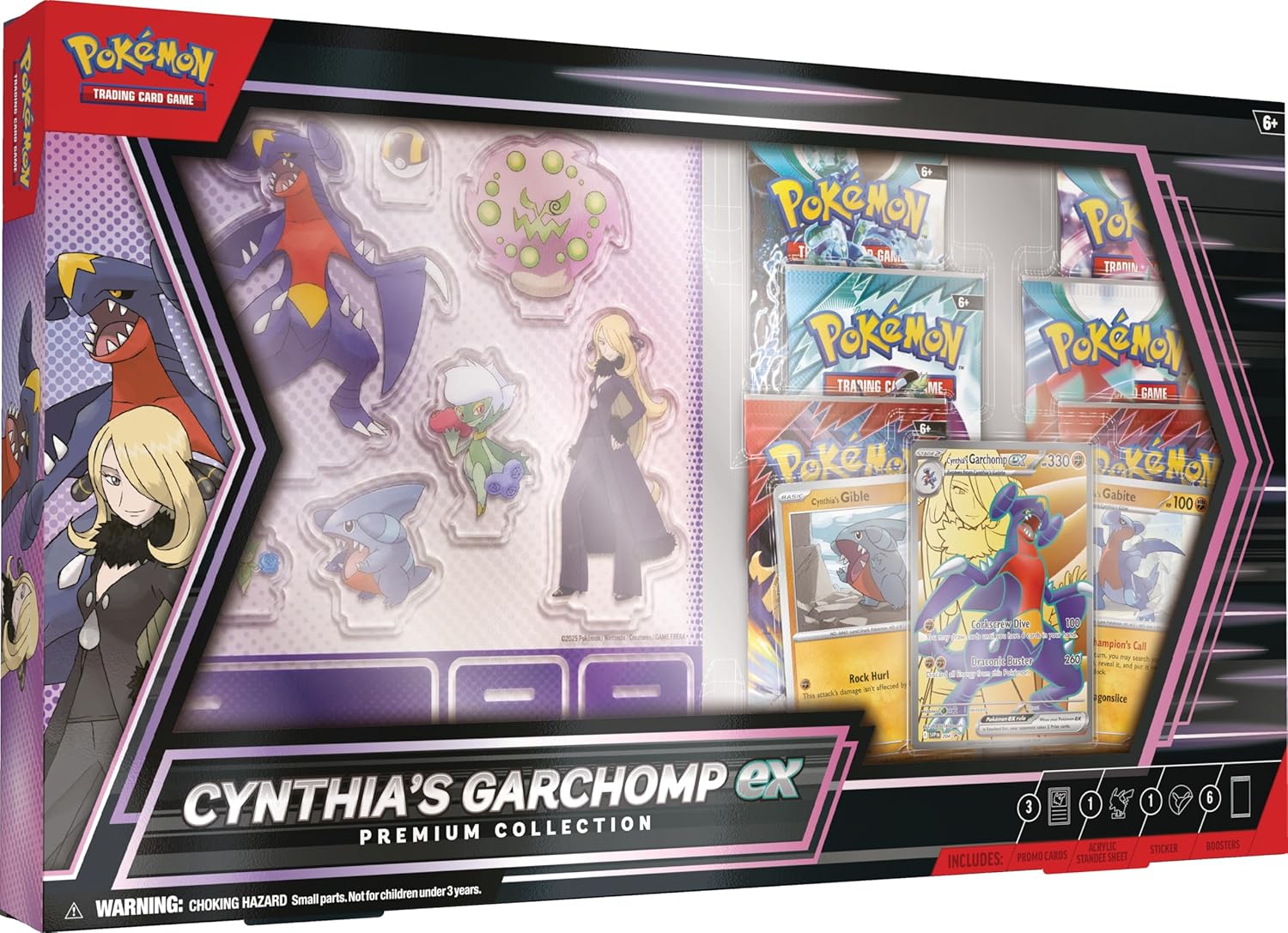 Pokémon TCG: Cynthia’s Garchomp ex Premium Collection – 6 Booster Packs, Promo Cards & Display Accessories - Colorland Toys