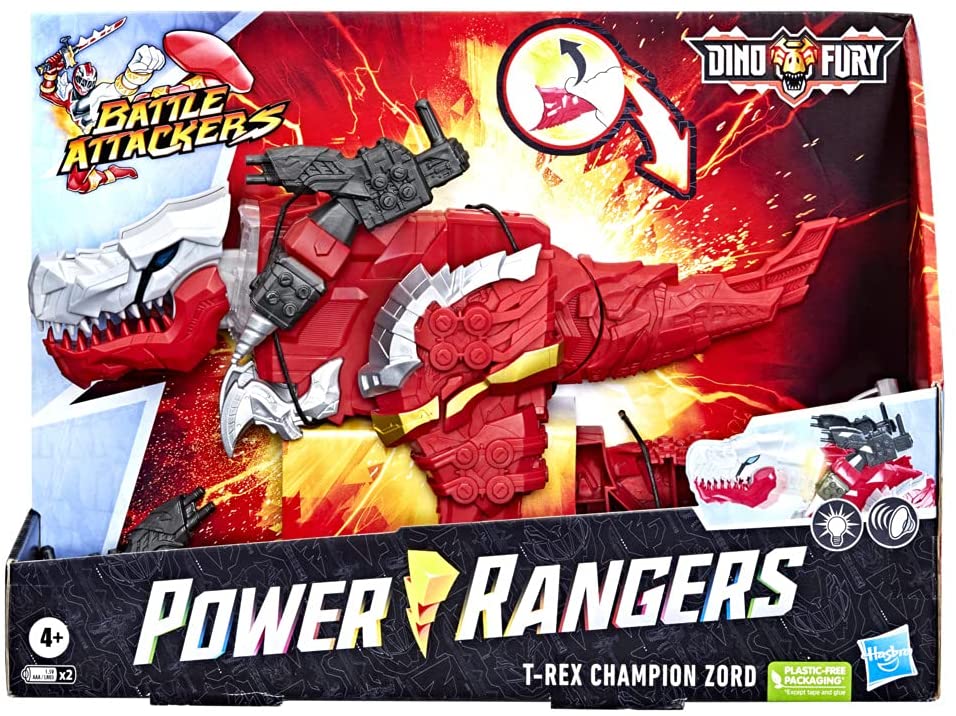 Power Rangers Dino Fury Battle Attackers T - Rex Champion Red Zord F2264 - Colorland Toys