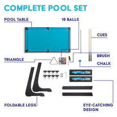 Powerplay 3ft Folding Pool Game Table with Cues & Balls TY6604-BK - Colorland Toys