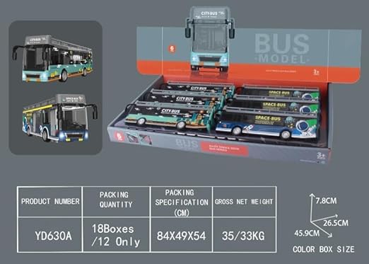 Pullback Diecast Car City and Space Bus YD630A - Colorland Toys