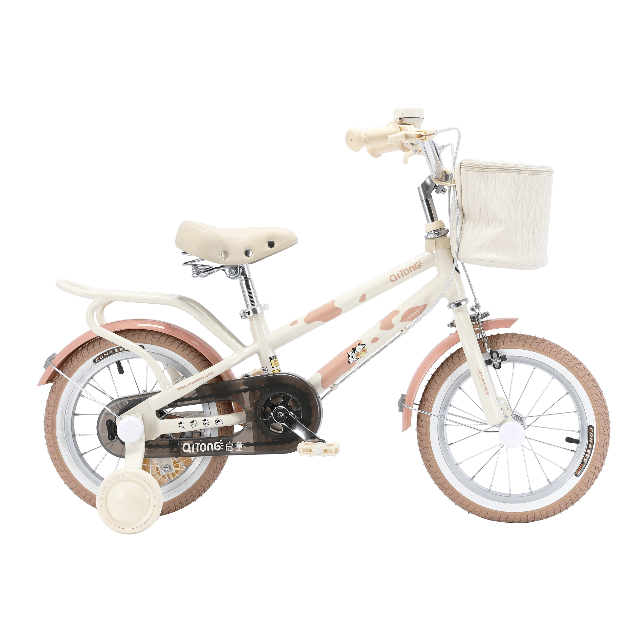 Qitong Cow Bicycle With Basket 16 Inch Pink TN24Q64 - Colorland Toys
