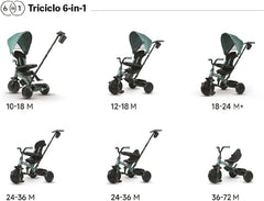 Qplay Elite Platinum 6 - in - 1 Tricycle Grey T10 - ZB - Colorland Toys