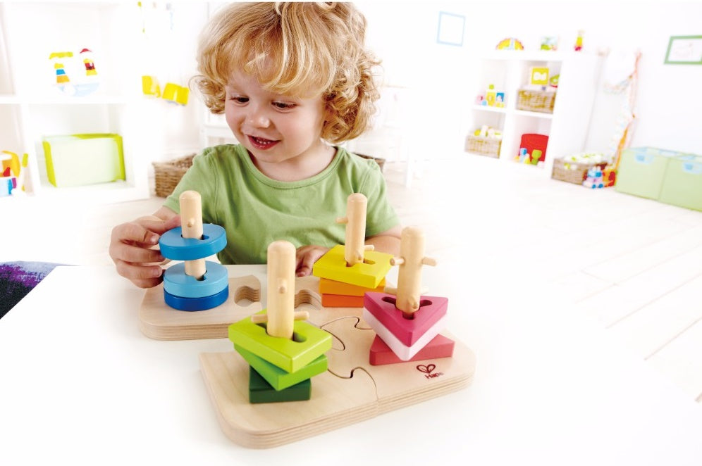 Hape Wooden Creative Peg Puzzle -16pcs - Colorland Toys