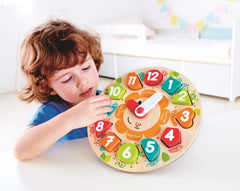 Hape Wooden Chunky Clock Educational Puzzle - 13pcs - Colorland Toys