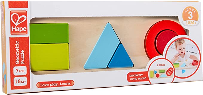 Hape Wooden Geometry Educational Puzzle - 6pcs - Colorland Toys