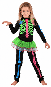 Skeleton Girl Halloween Fancy Dress Costume XL CC221X - Colorland Toys