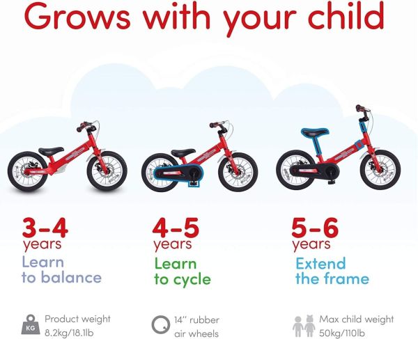 SmarTrike Xtend Mg+ Junior Bike Hydraulic Disc Brake Red 2070500 - Colorland Toys