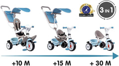 Smoby Baby Balade Plus 3 - in - 1 Tricycle Blue 7600741400 - Colorland Toys