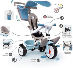 Smoby Baby Balade Plus 3 - in - 1 Tricycle Blue 7600741400 - Colorland Toys