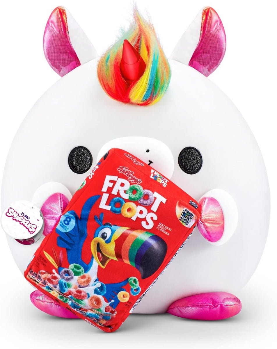Snackles Holding Kellogg's Froot Loops - Unicorn Plush 14inch 77511B - Colorland Toys