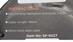 Spartan Cable Lock 180cm Silver SP - 9027 - Colorland Toys