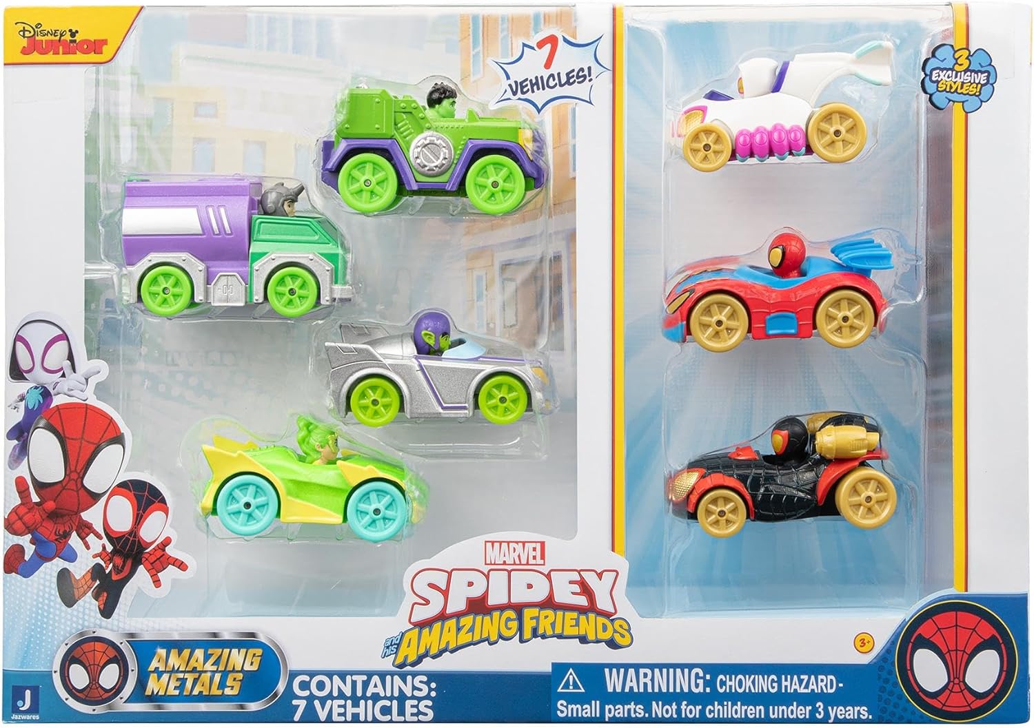 Spidey and His Amazing Friends Amazing Metals Diecast Vehicles 7 - Pack SNF0223 - Colorland Toys