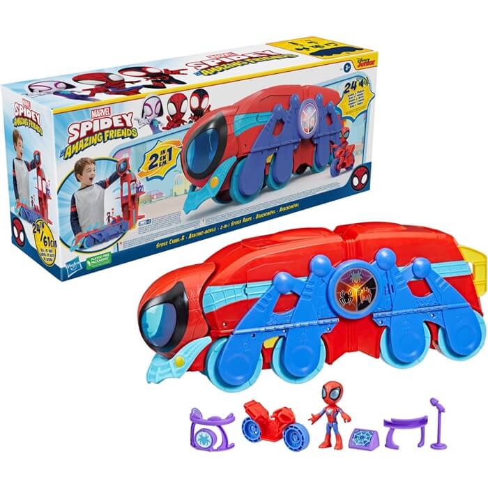 Spidey and His Amazing Friends Spider Crawl-R 2-in-1 Deluxe Headquarters Playset F3721