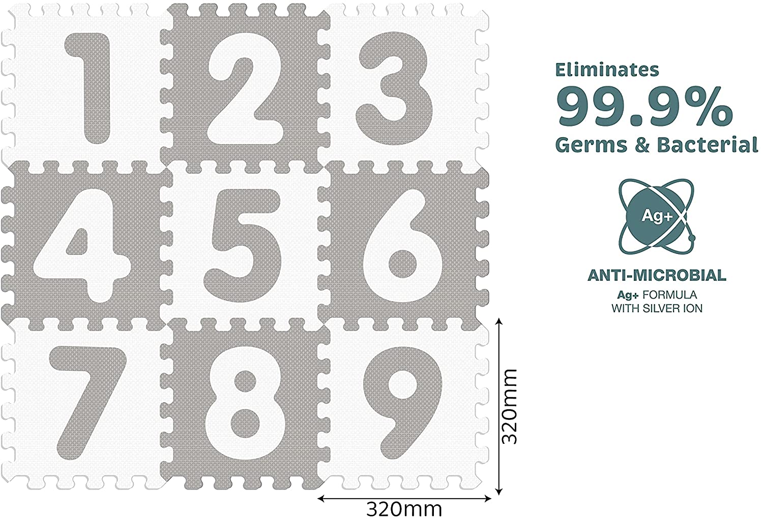 Sunta Sunny Tales Numbers Anti Bacterial Puzzle Mat - 9 Pieces 911853 - Colorland Toys
