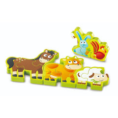 Hape - Double-Sided Numbers & Farm Animal Wooden Jigsaw Puzzle - Colorland Toys