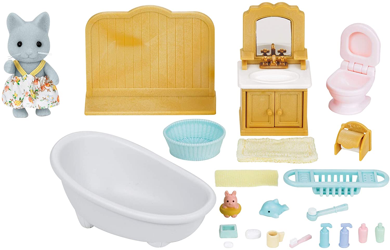 Sylvanian Families Country Bathroom Set with Cat Sister 5165 - Colorland Toys