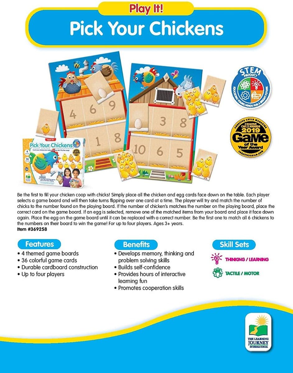 The Learning Journey Play It! Pick Your Chickens 369258 - Colorland Toys