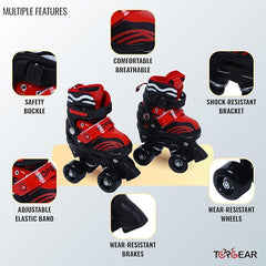 Top Gear Quad Skate Shoes 27-30 Red TG-9008 - Colorland Toys