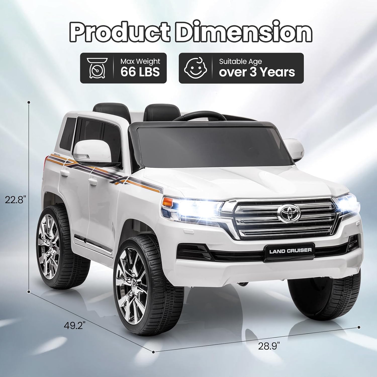 Toyota Land Cruiser 12V Kids Ride-On | White JJ2022 - Colorland Toys