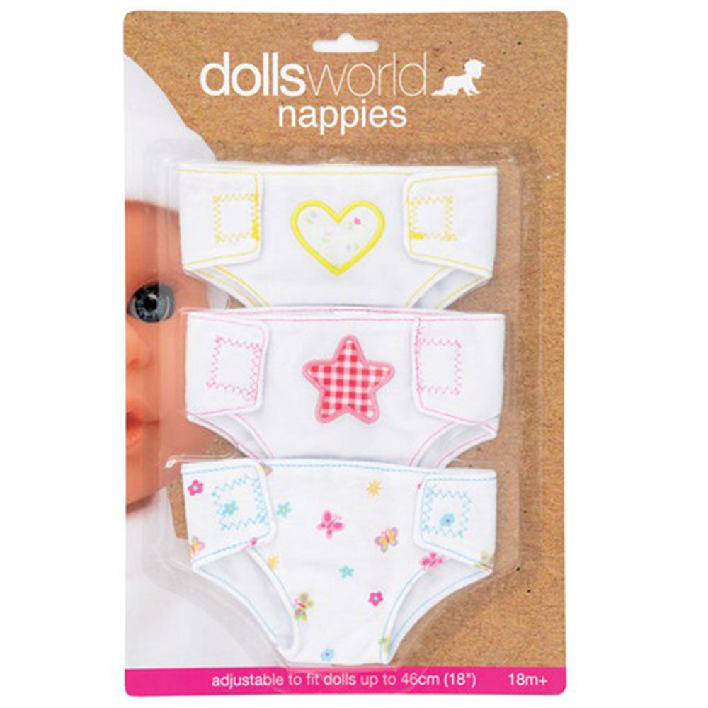 Dolls World Fabric Nappies Baby Doll 3 Pack 8677 - Colorland Toys