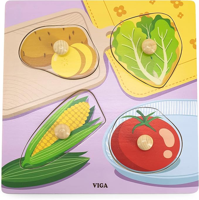 Viga Wooden Knob Puzzle - Vegetable 44598 - Colorland Toys