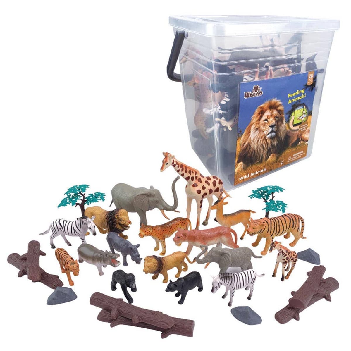 Wenno Jungle Animals 28pcs Bucket D6809 - Colorland Toys