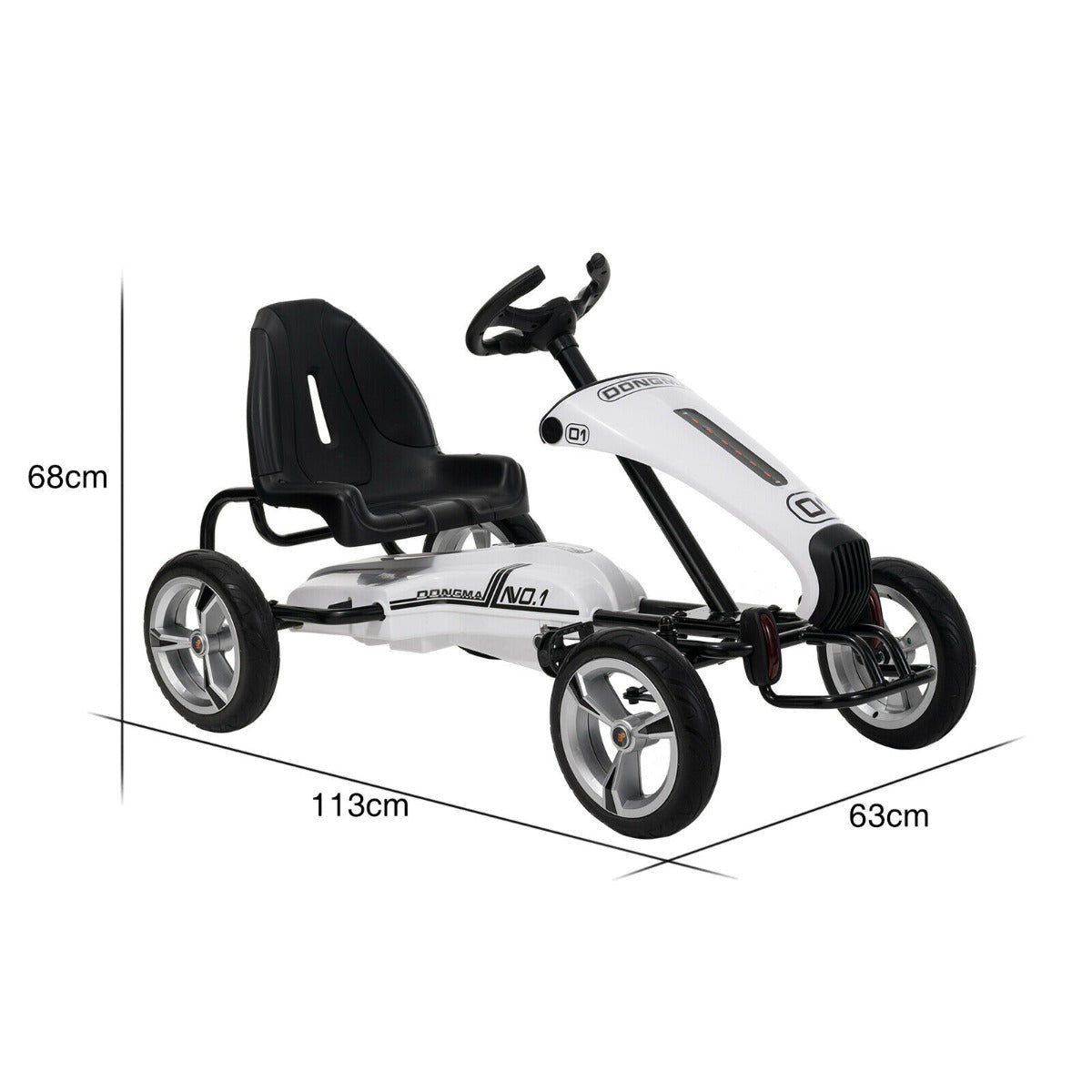 Megastar Ride On Pedal Go Kart Racer White DMD308 - Colorland Toys