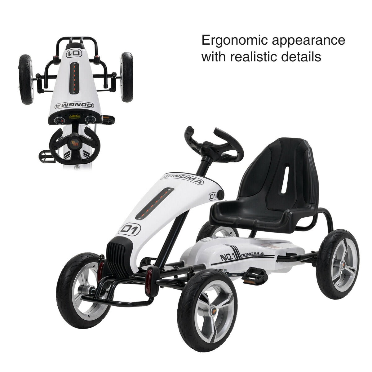 Megastar Ride On Pedal Go Kart Racer White DMD308 - Colorland Toys