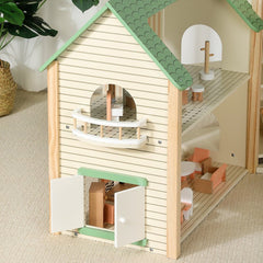 Wooden Dollhouse Green MSN23023 - Colorland Toys