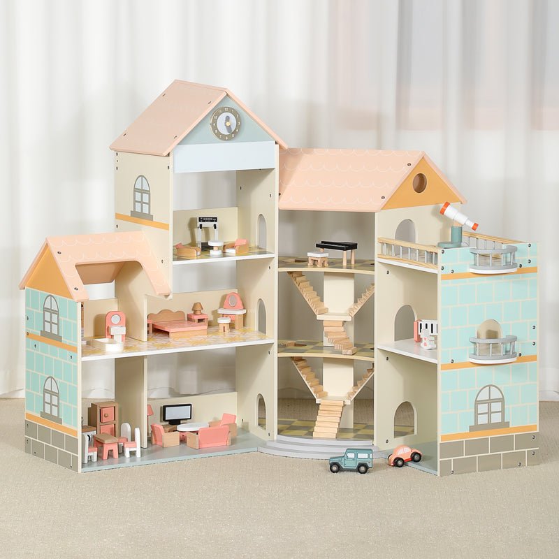 Wooden Dollhouse Pink MSN23031 - Colorland Toys