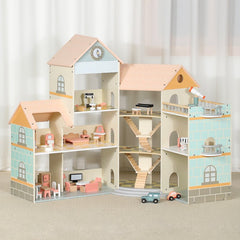 Wooden Dollhouse Pink MSN23031 - Colorland Toys