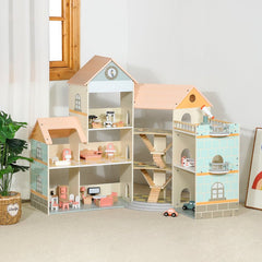 Wooden Dollhouse Pink MSN23031 - Colorland Toys