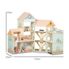 Wooden Dollhouse Pink MSN23031 - Colorland Toys