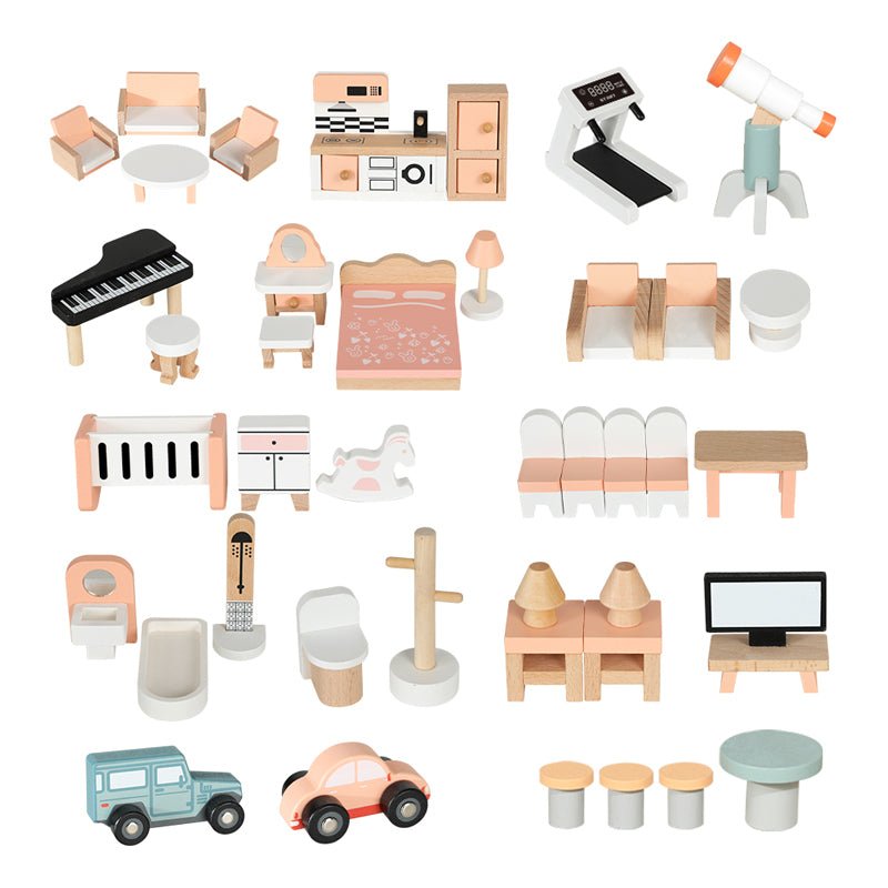 Wooden Dollhouse Pink MSN23031 - Colorland Toys