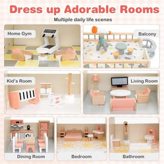 Wooden Dollhouse Pink MSN23031 - Colorland Toys